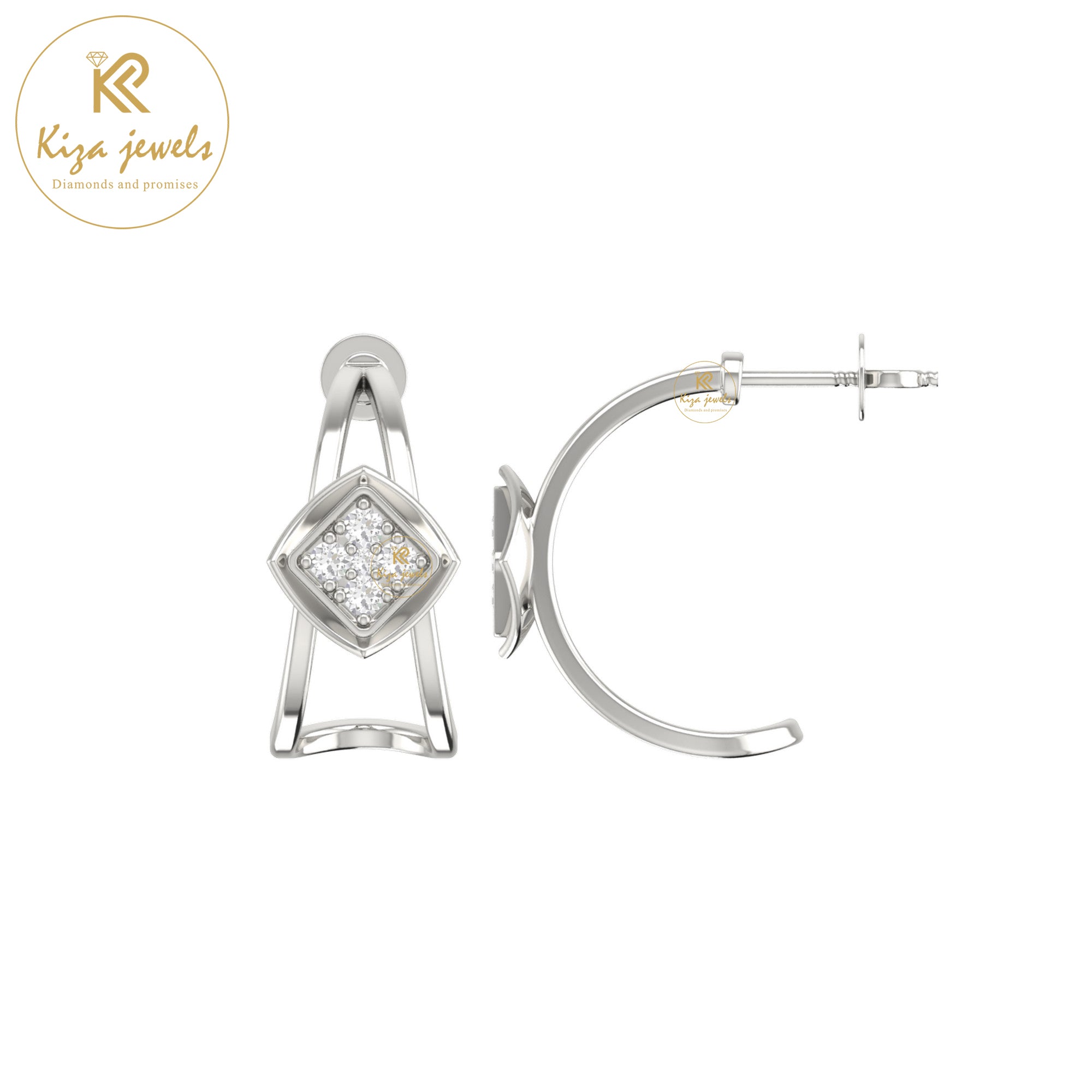 0.11 TDW Round Cut Diamond Women's Hoop Earring