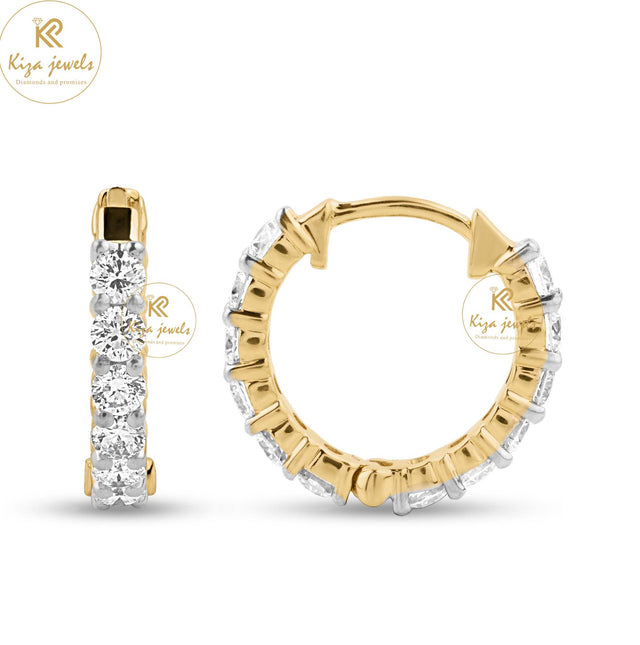 1.43 TDW Round Cut Diamond Hoop Earring