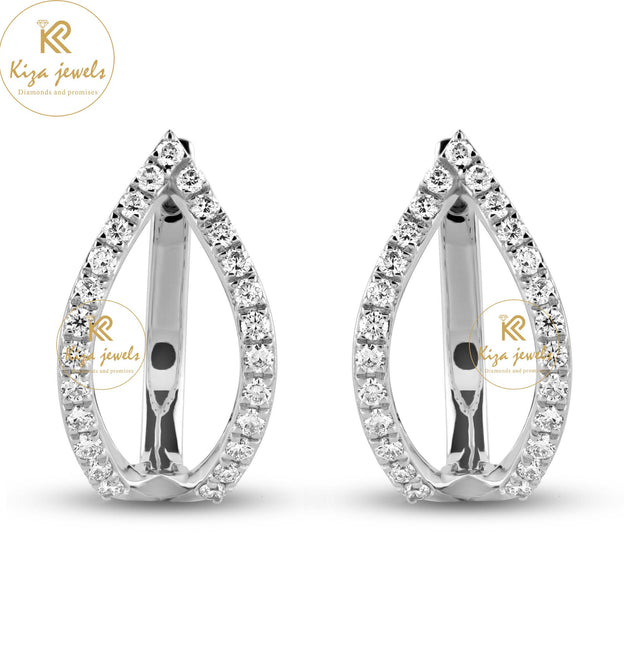 0.55 TDW Round Cut Diamond Hoop Earring