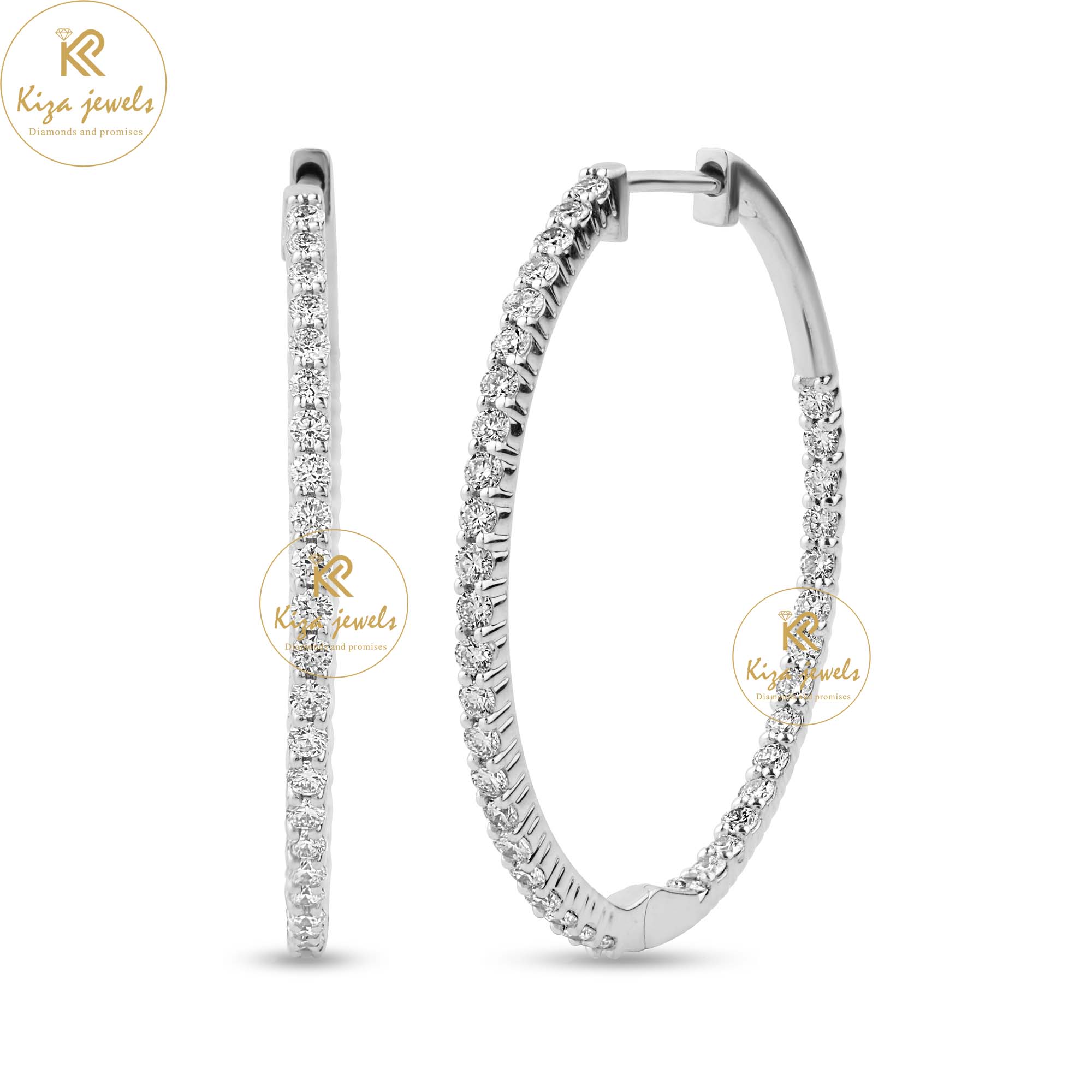 0.912 TDW Round Cut Diamond Hoop Earring