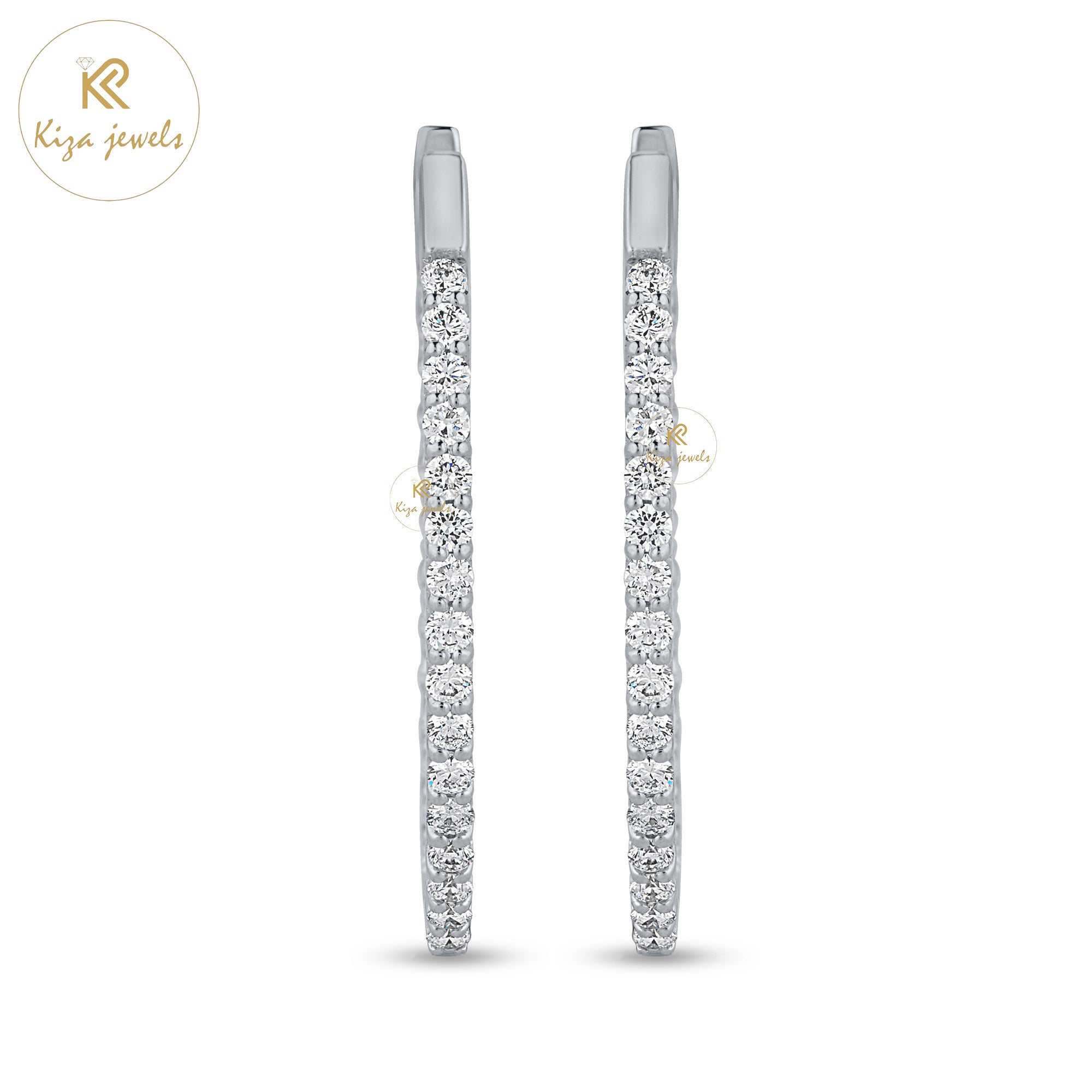 4.50 TDW Round Cut Diamond Hoop Earring