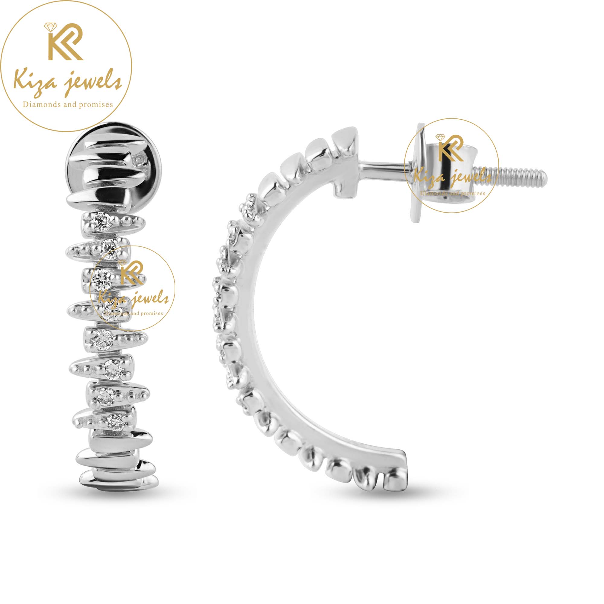 0.16 TDW Round Cut Diamond Hoop Earring