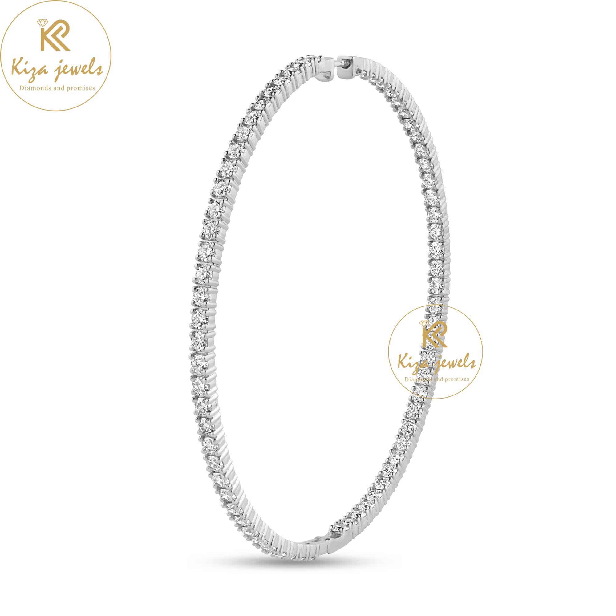 6.93 TDW Round Cut Diamond Hoop Earring