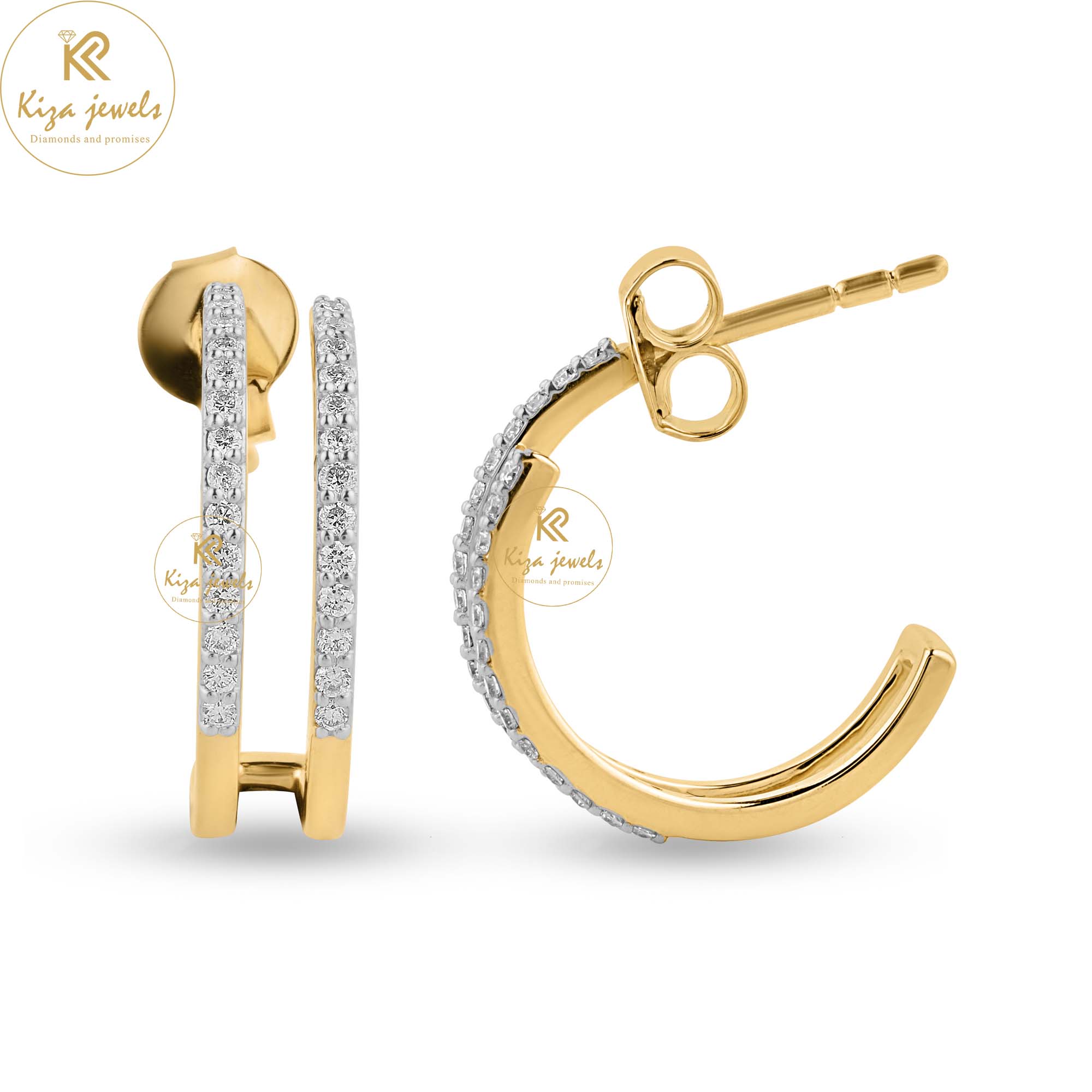 0.22 TDW Round Cut Diamond Hoop Earring