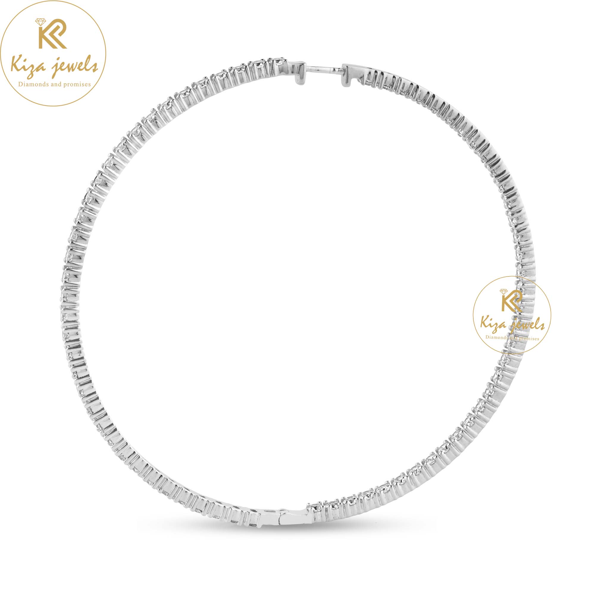 6.93 TDW Round Cut Diamond Hoop Earring