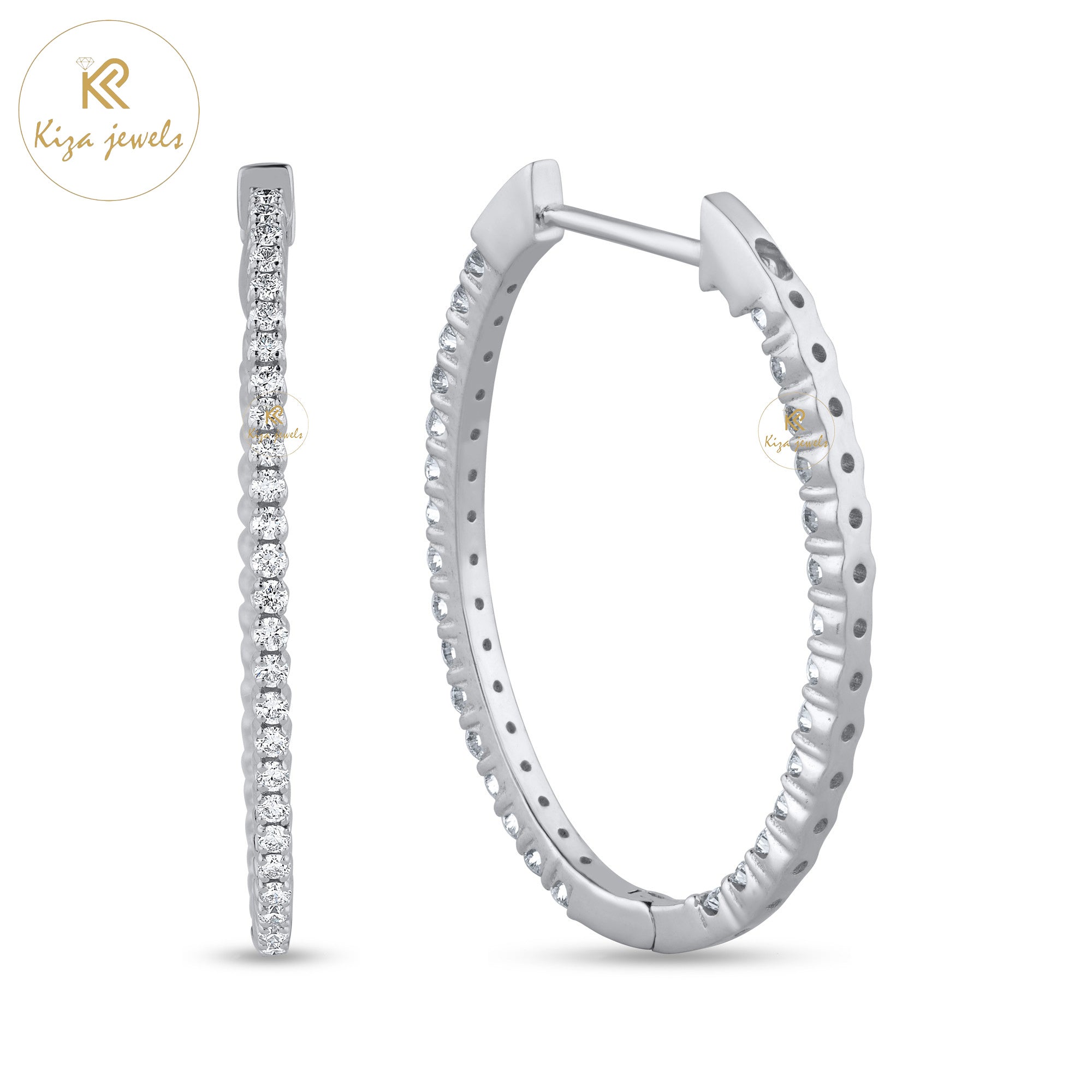 4.80 TDW Round Cut Diamond Hoop Earring