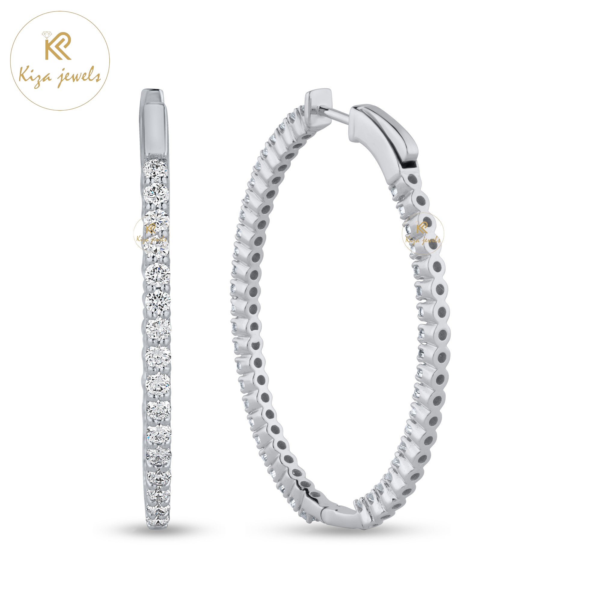 4.50 TDW Round Cut Diamond Hoop Earring