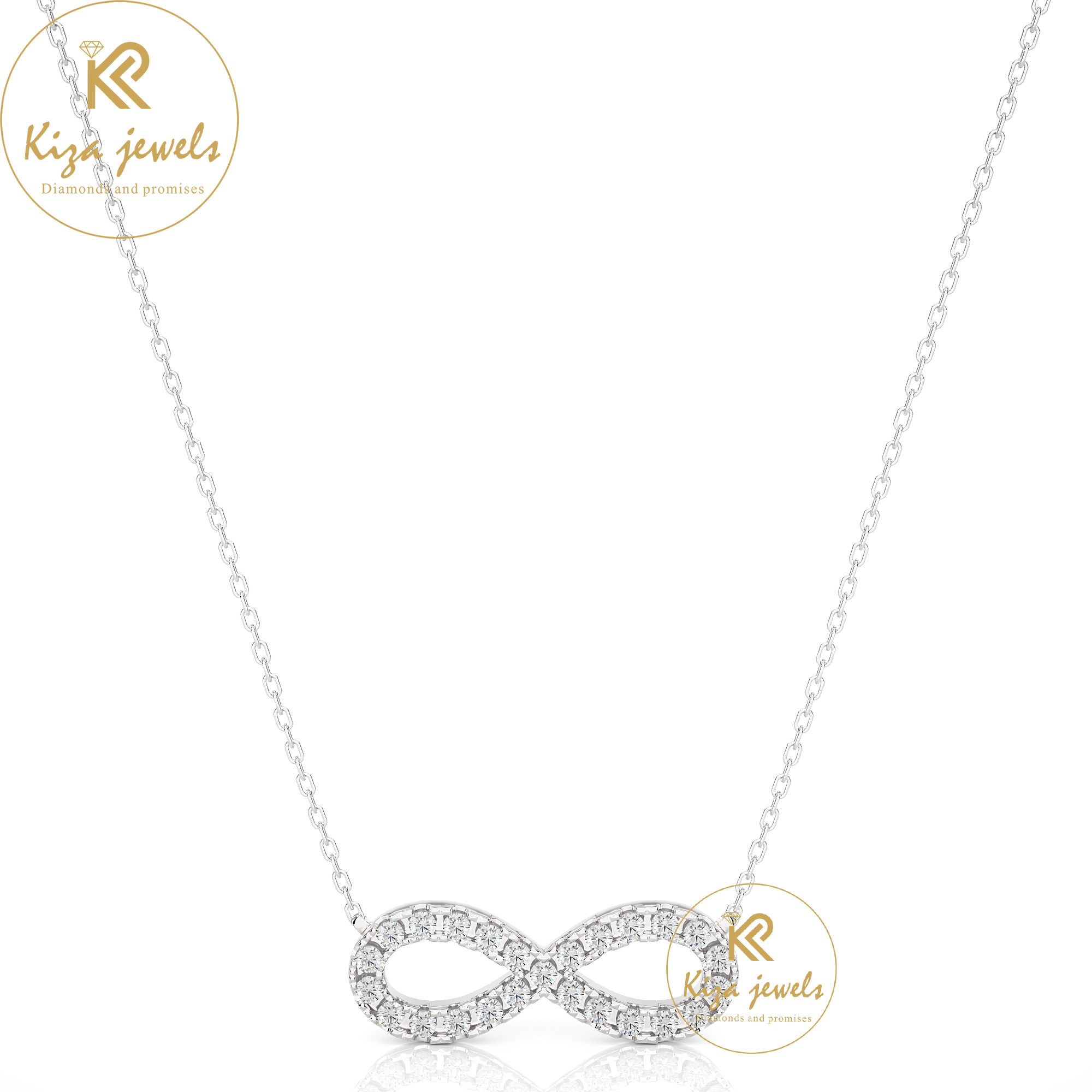 0.39 TDW Round Cut Infinity Diamond Custom Pendant with Chain