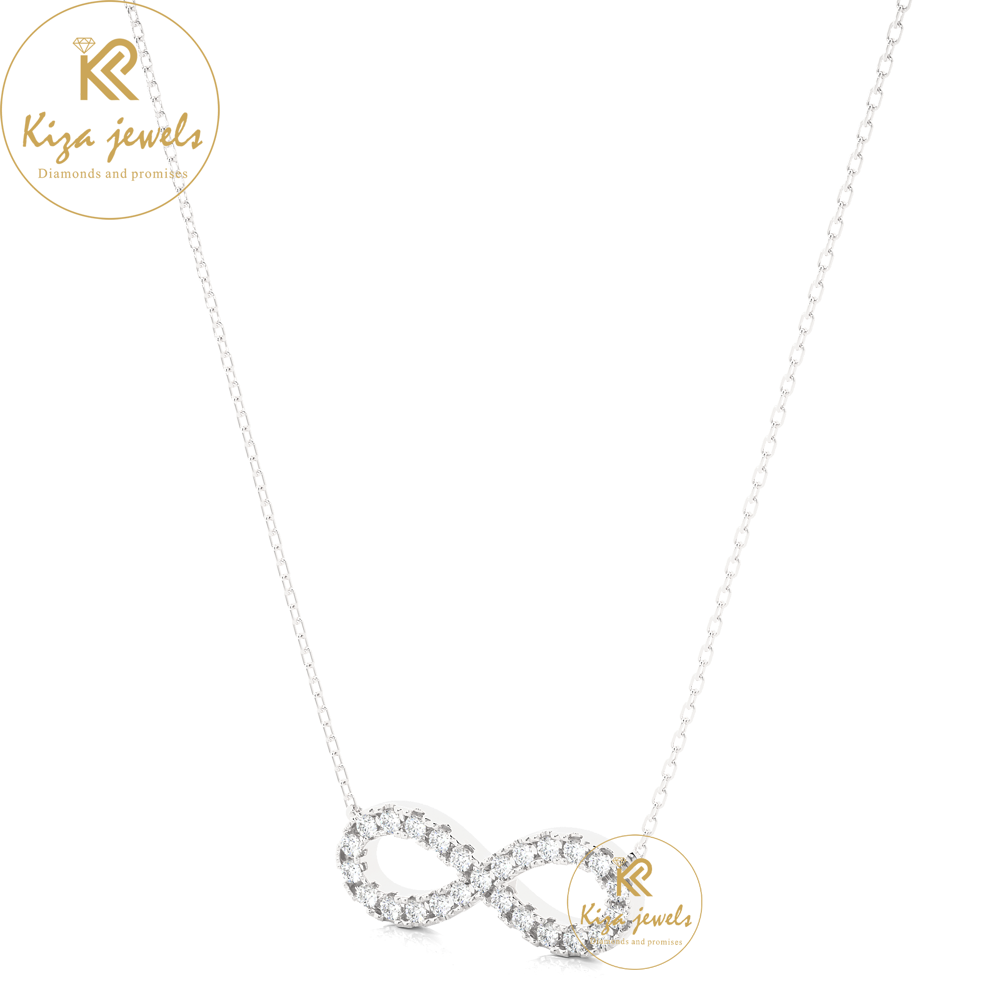 0.39 TDW Round Cut Infinity Diamond Custom Pendant with Chain