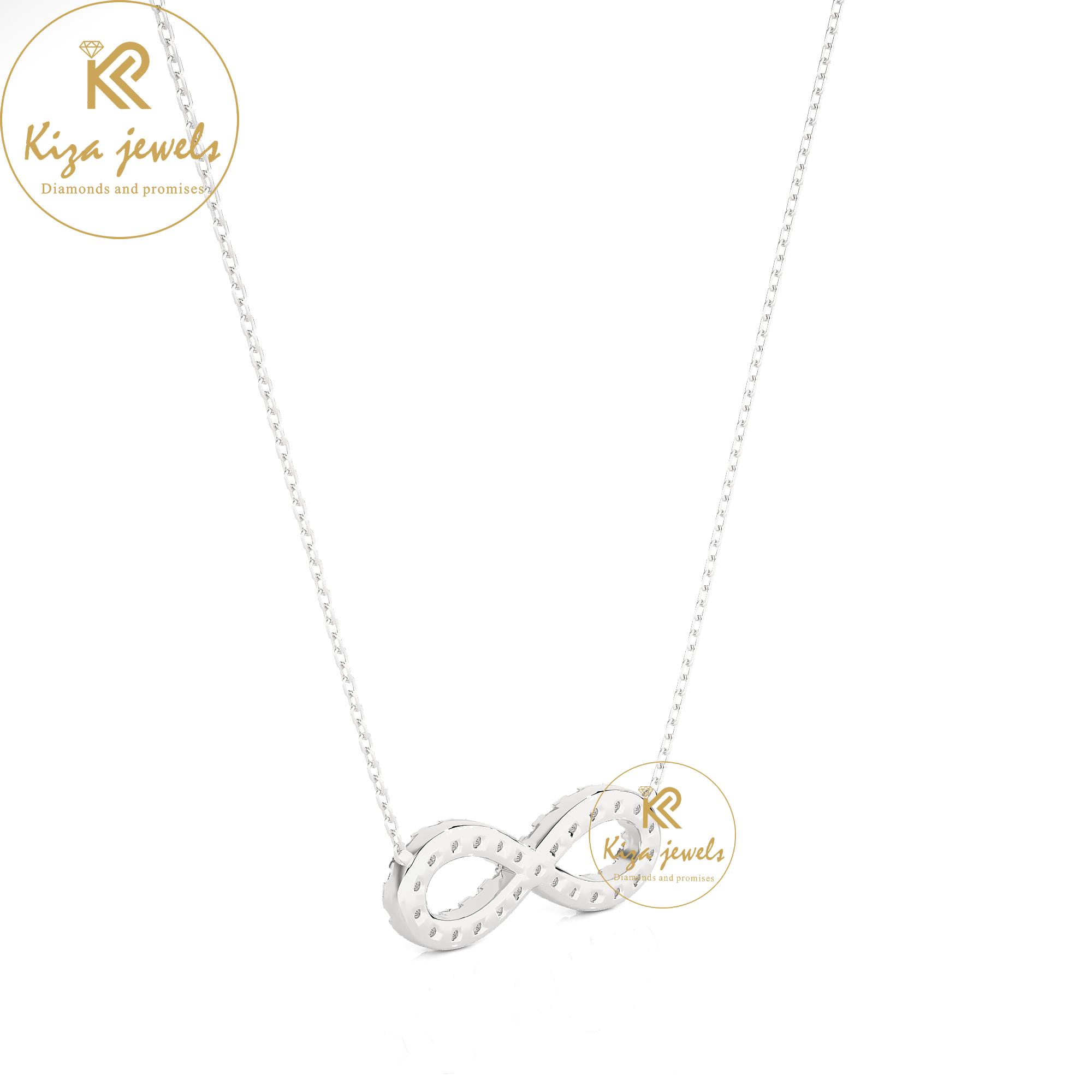 0.39 TDW Round Cut Infinity Diamond Custom Pendant with Chain