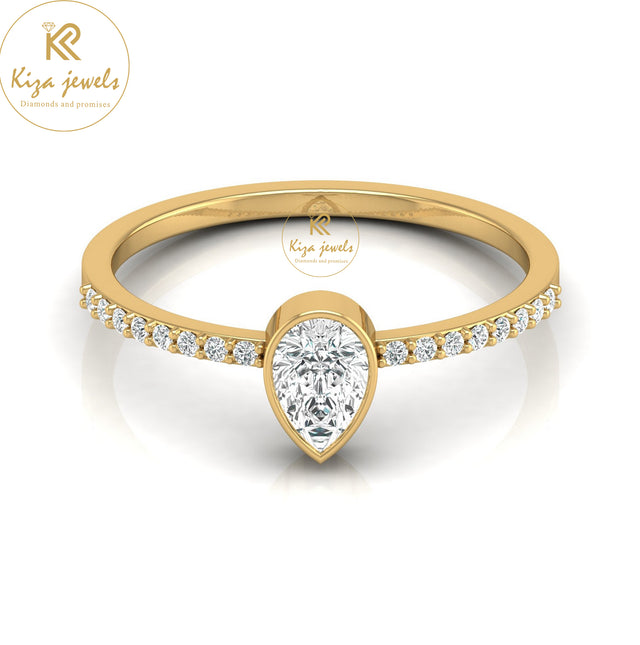 0.43 TDW Round & Pear Cut Minimalist Diamond Ring