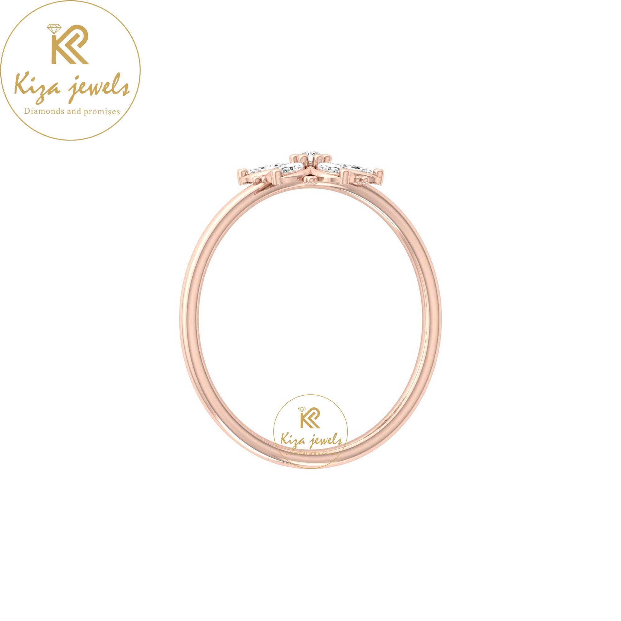 0.15 TDW Round & Marquise Cut Minimalist Diamond Ring