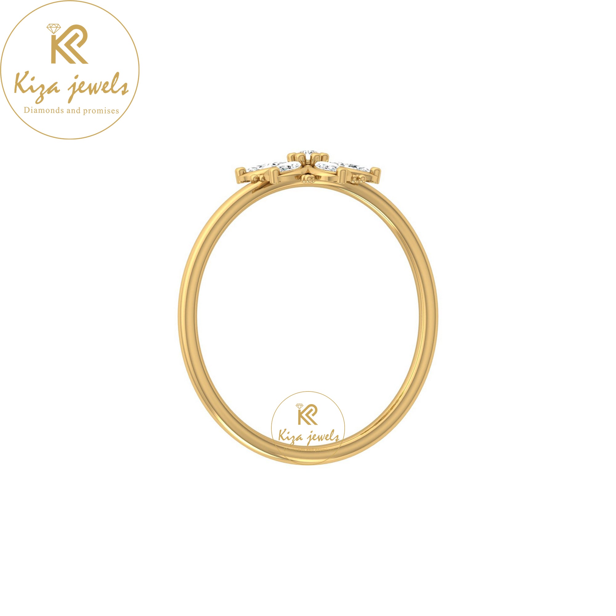 0.15 TDW Round & Marquise Cut Minimalist Diamond Ring