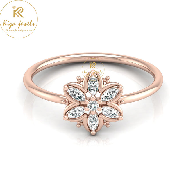 0.15 TDW Round & Marquise Cut Minimalist Diamond Ring