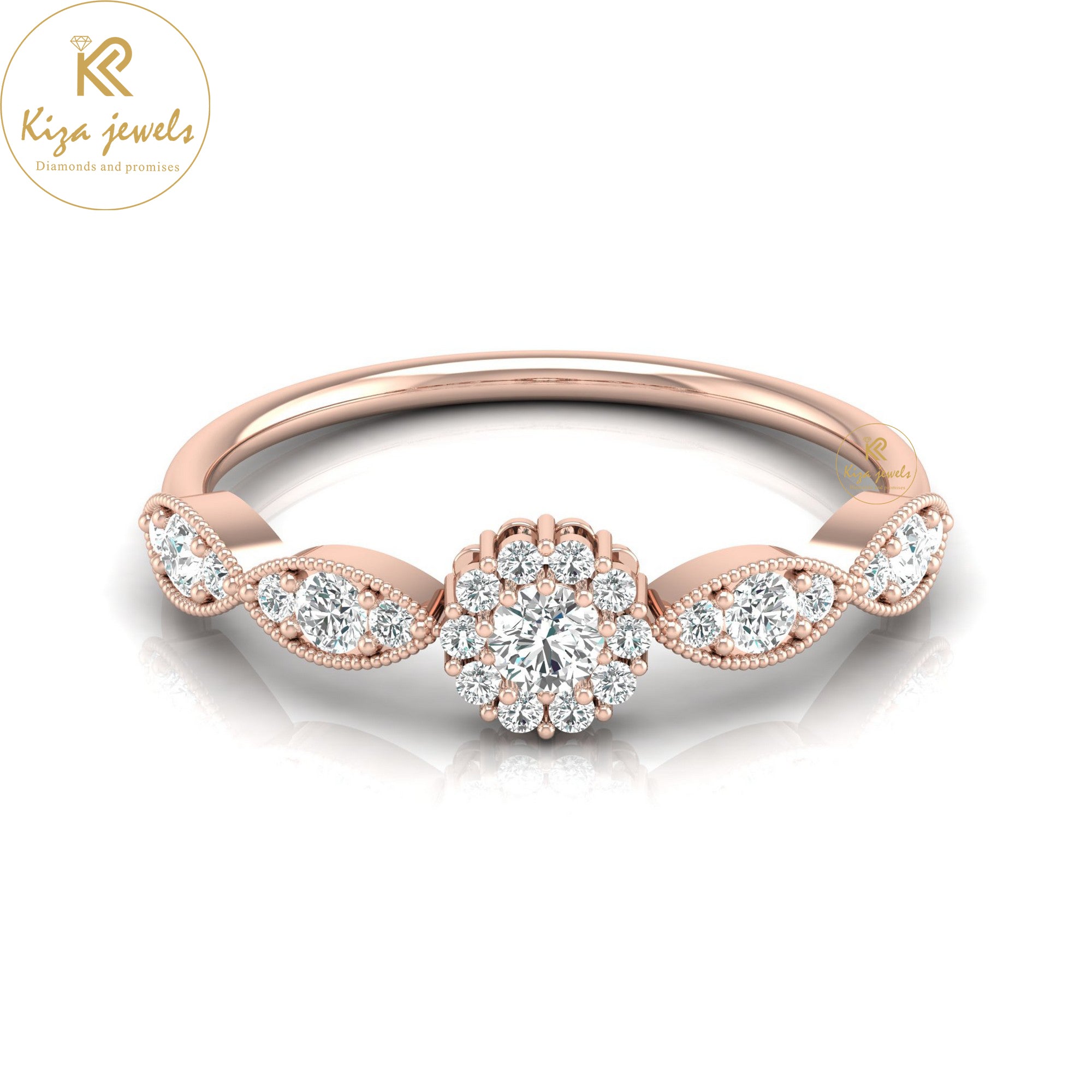 0.39 TDW Round Cut Minimalist Diamond Ring