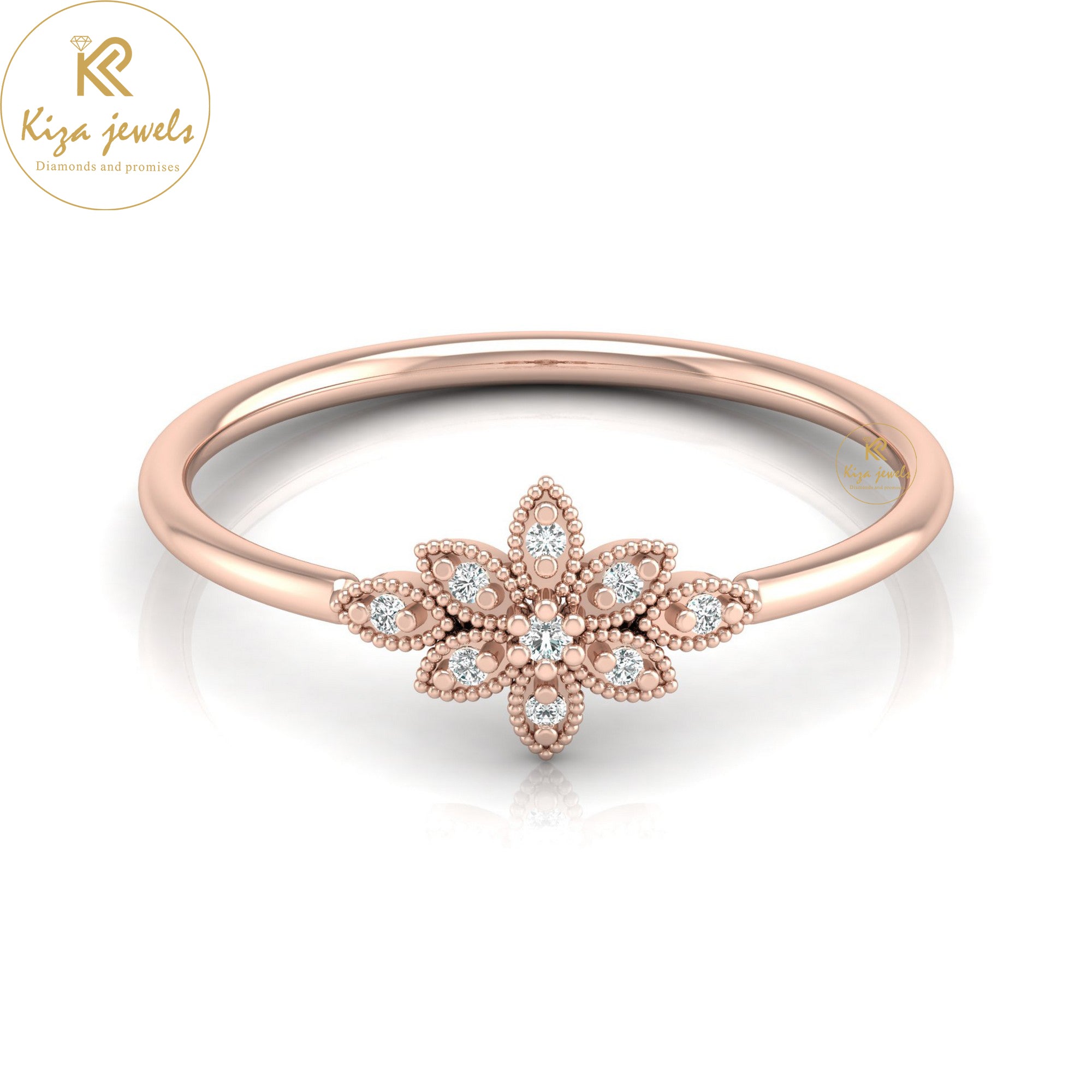 0.04 TDW Round Cut Minimalist Diamond Ring