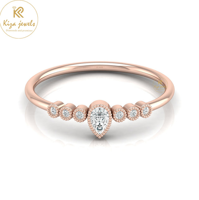 0.13 TDW Pear & Round Cut Minimalist Diamond Ring