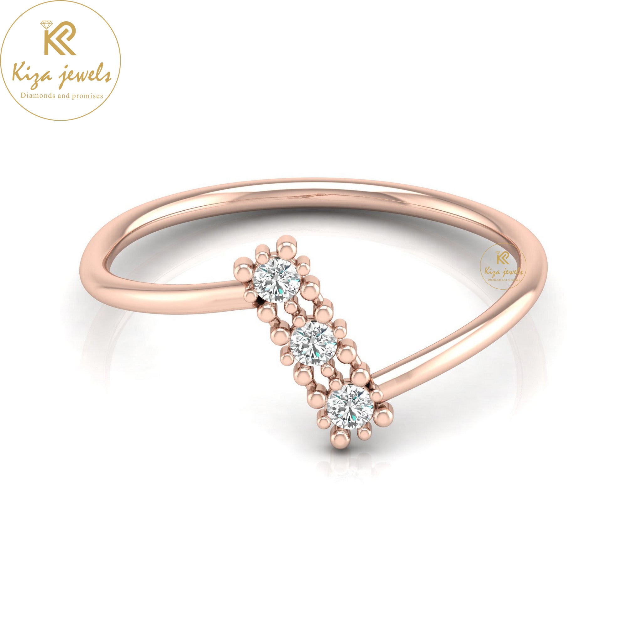 0.09 TDW Round Cut Minimalist Diamond Ring