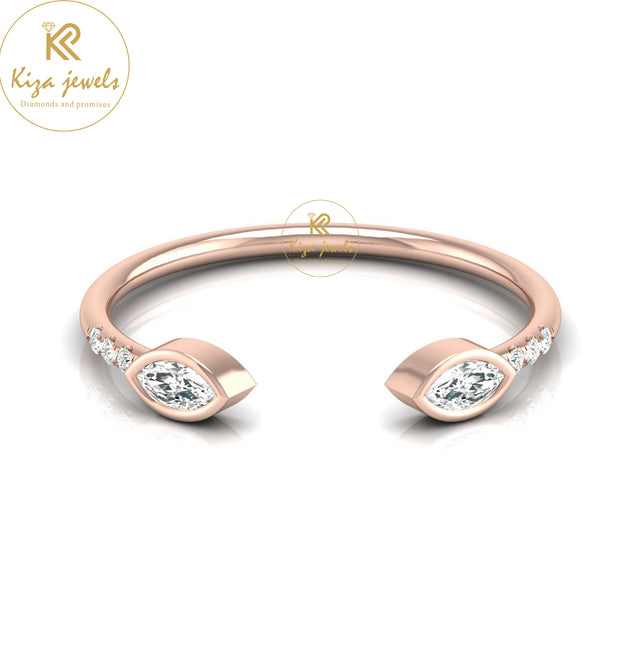 0.13 TDW Round & Marquise Cut Minimalist Diamond Ring