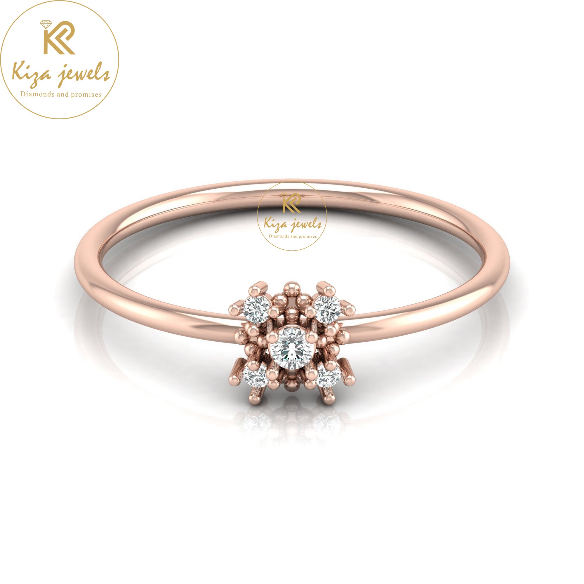 0.06 TDW Round Cut Minimalist Diamond Ring