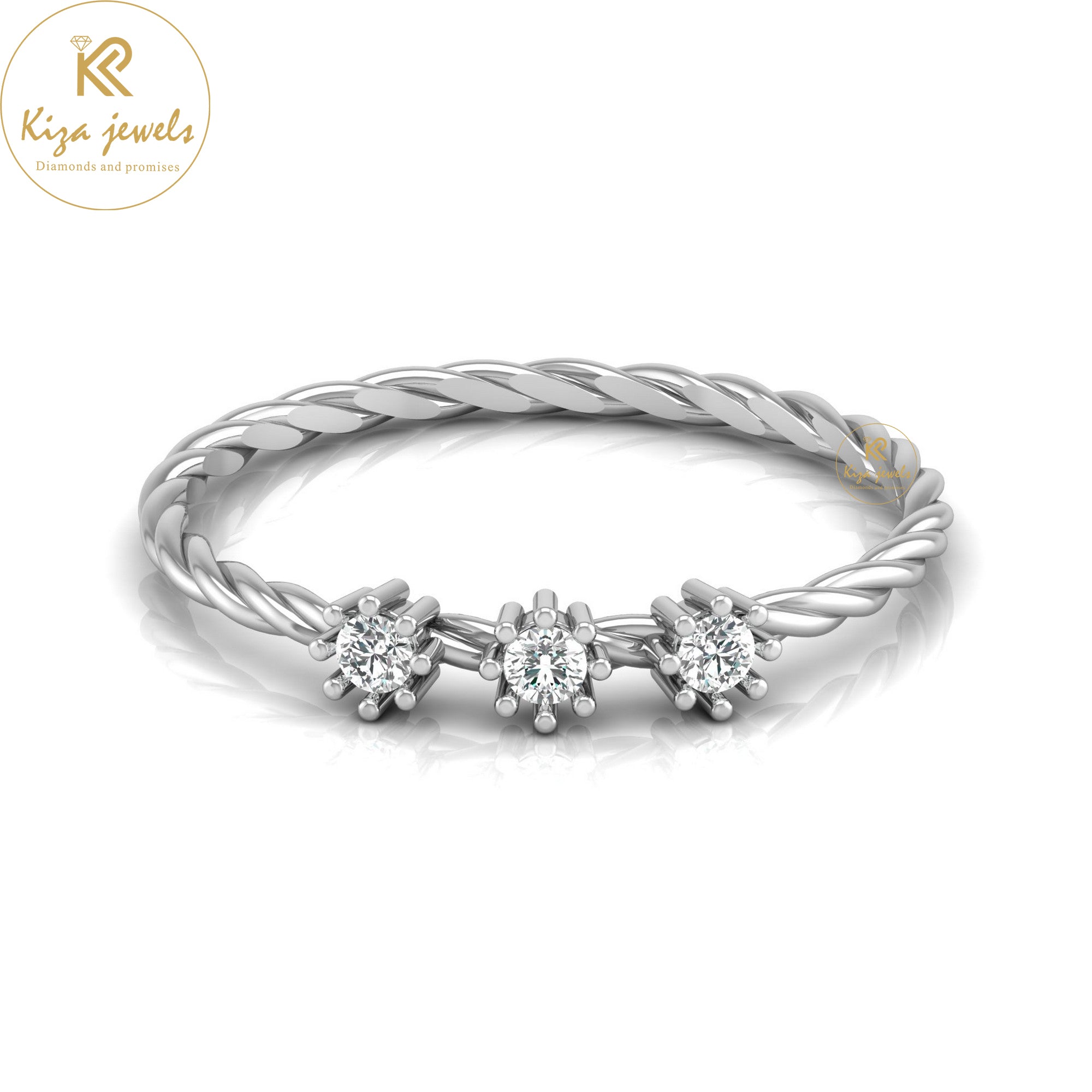 0.09 TDW Round Cut Minimalist Diamond Ring