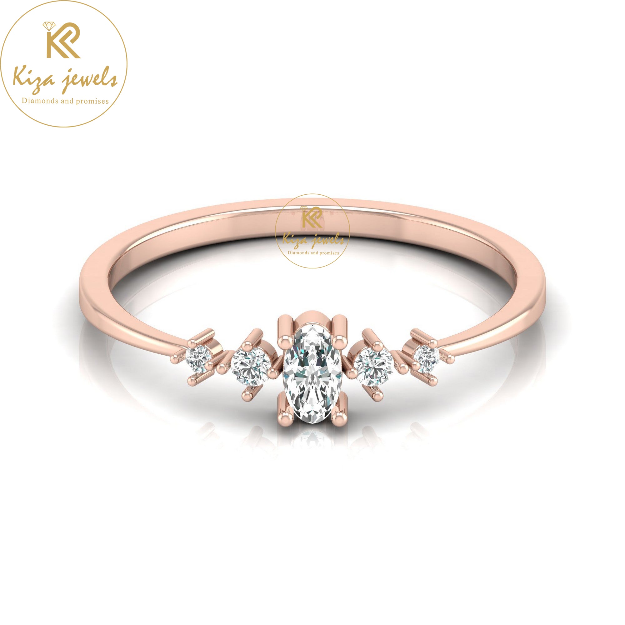 0.17 TDW Round & Oval Cut Minimalist Diamond Ring