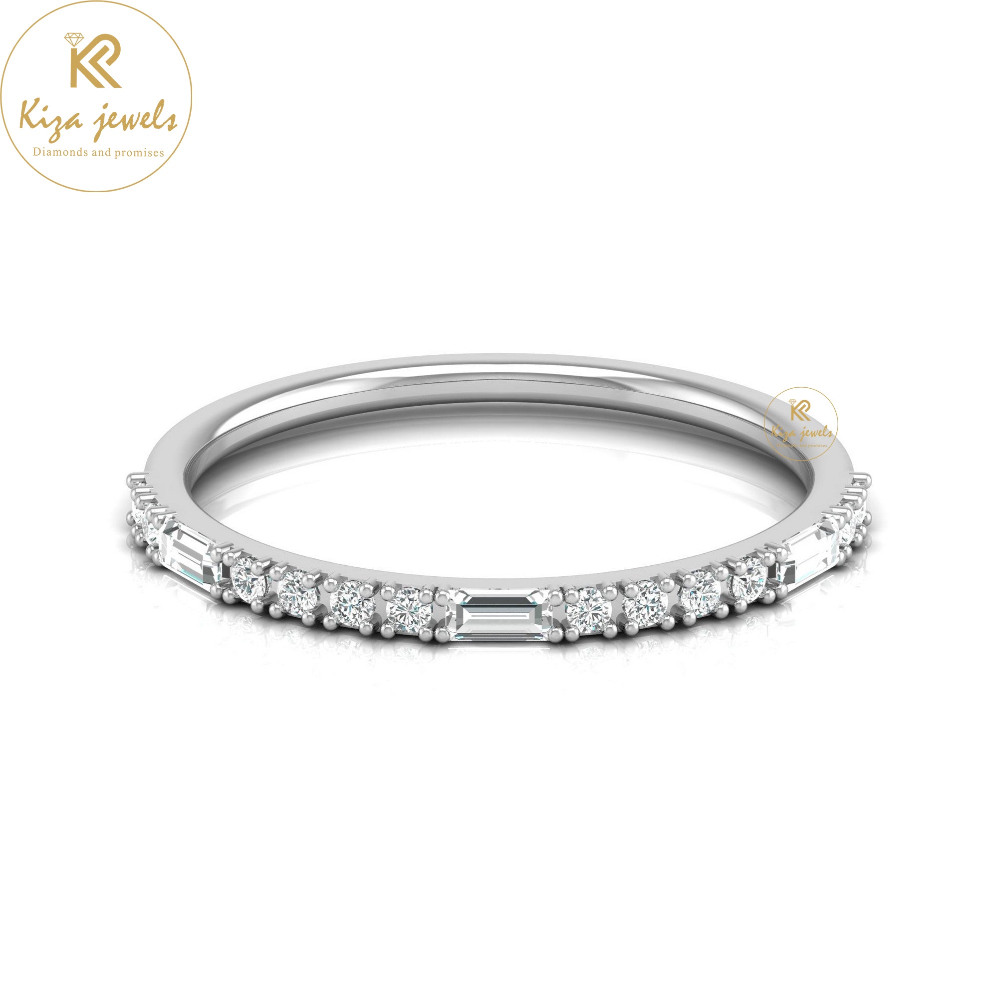 0.24 TDW Round & Baguette Cut Minimalist Diamond Ring