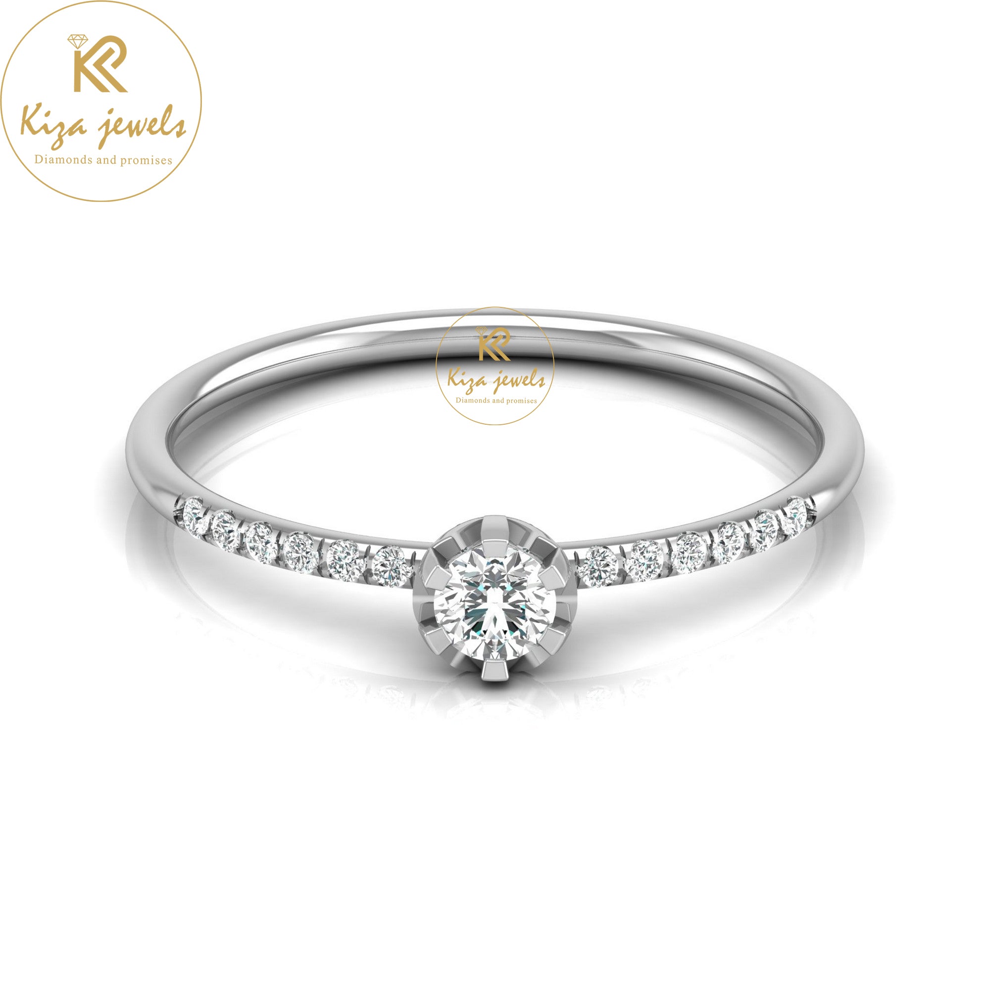 0.19 TDW Round Cut Minimalist Diamond Ring