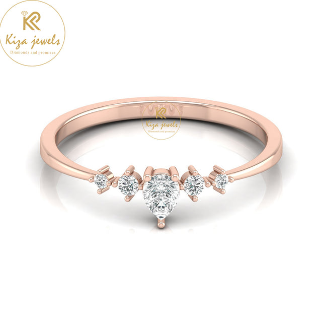 0.19 TDW Round & Pear Cut Minimalist Diamond Ring