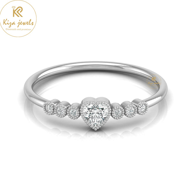 0.19 TDW Heart  & Round Cut Minimalist Diamond Ring