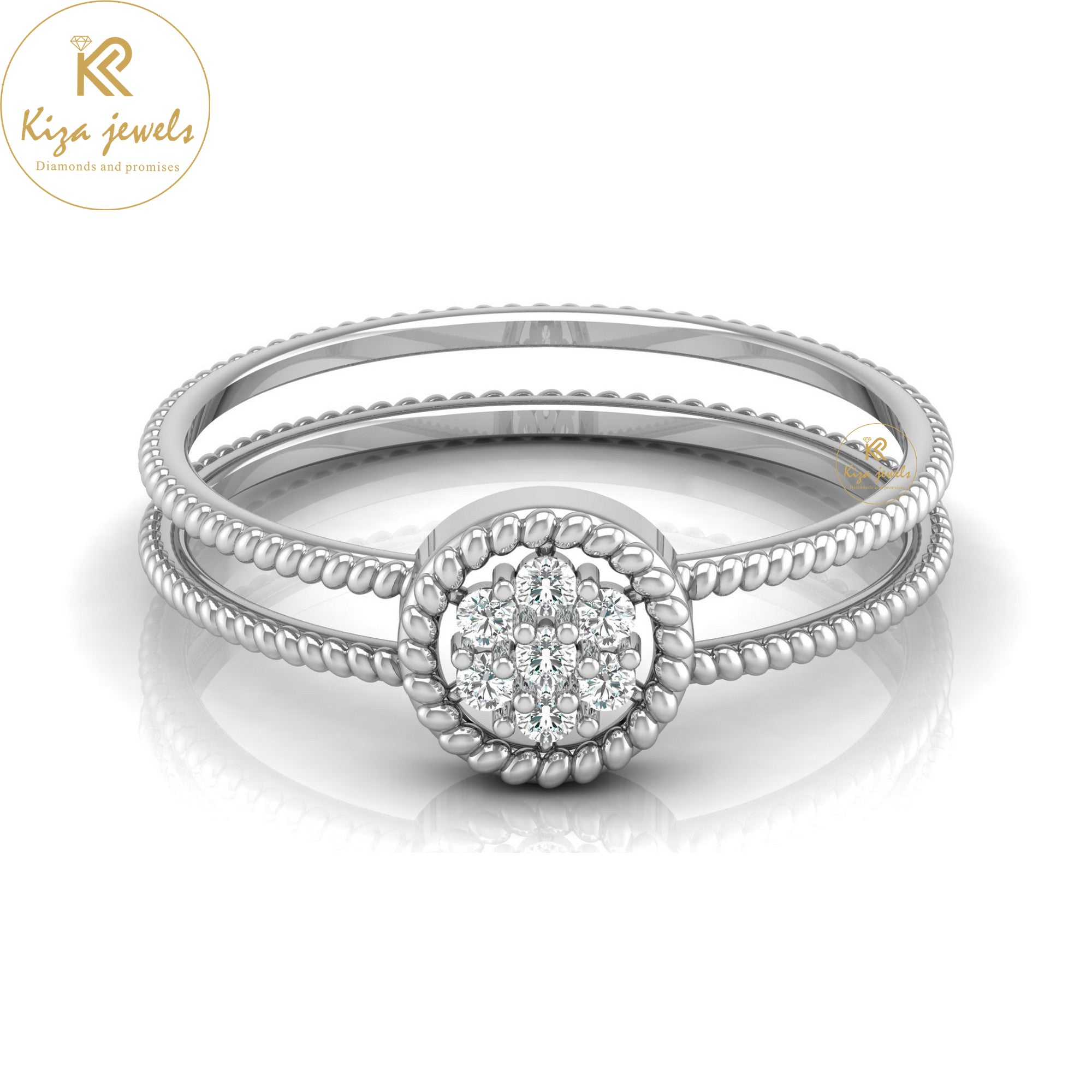 0.09 TDW Round Cut Minimalist Diamond Ring