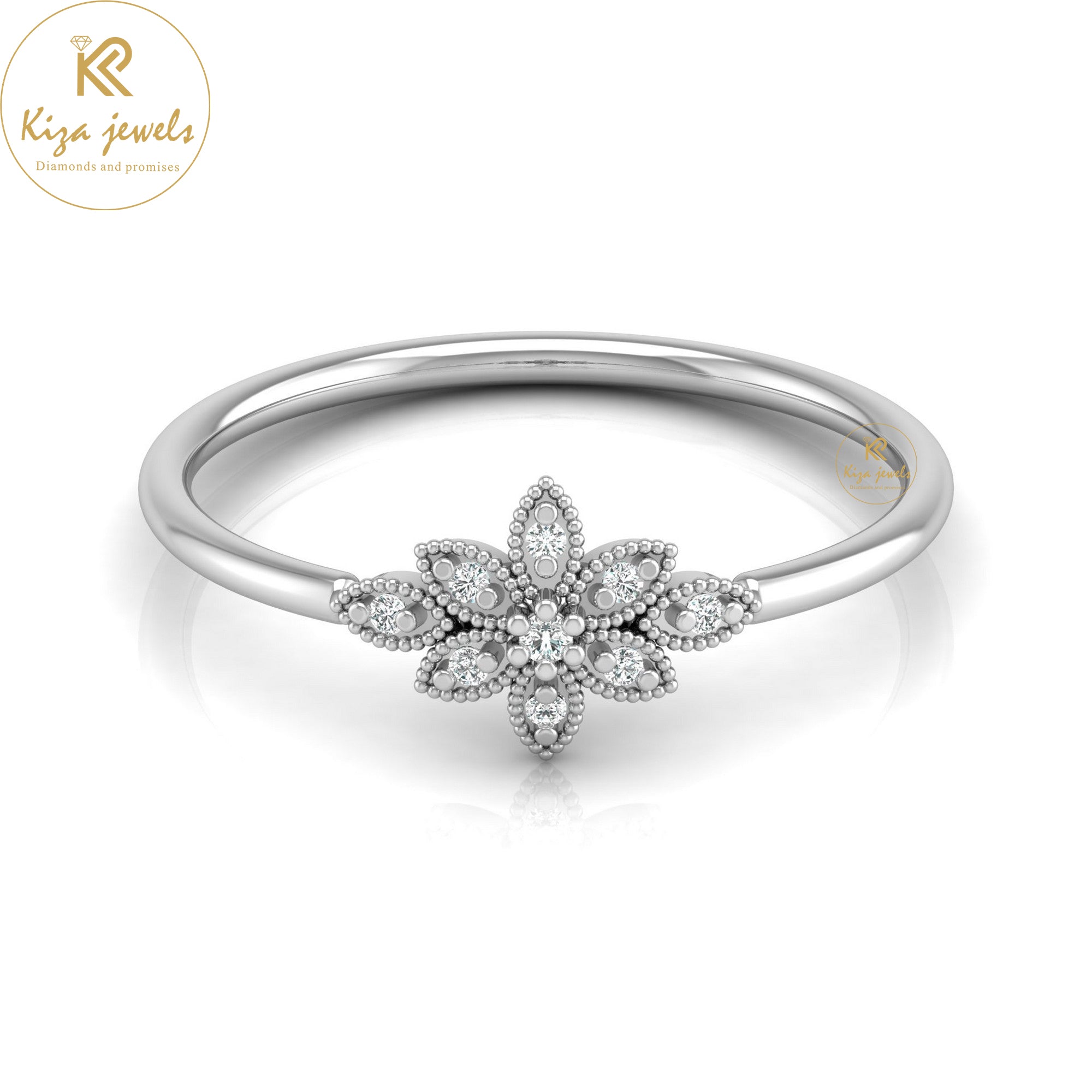 0.04 TDW Round Cut Minimalist Diamond Ring