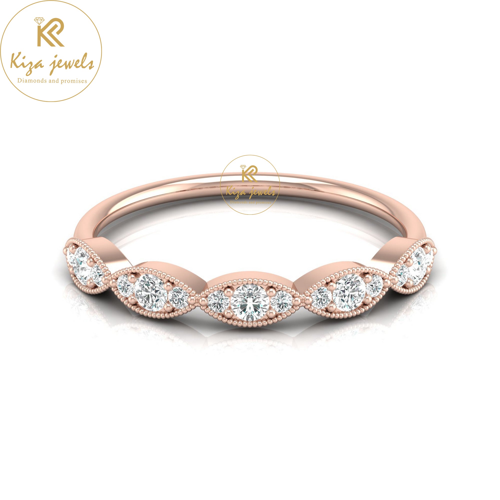 0.28 TDW Round Cut Women's Minimalist Diamond Ring