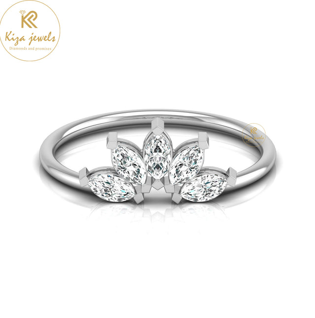 0.35 TDW Marquise Cut Minimalist Diamond Ring
