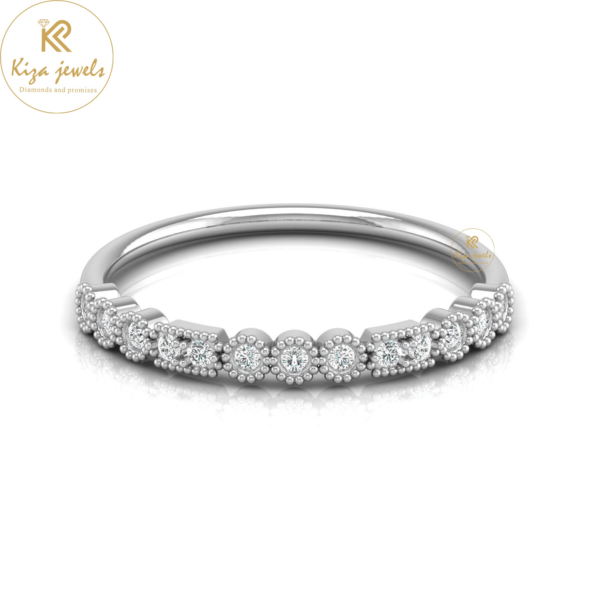 0.11 TDW Round Cut Minimalist Diamond Ring