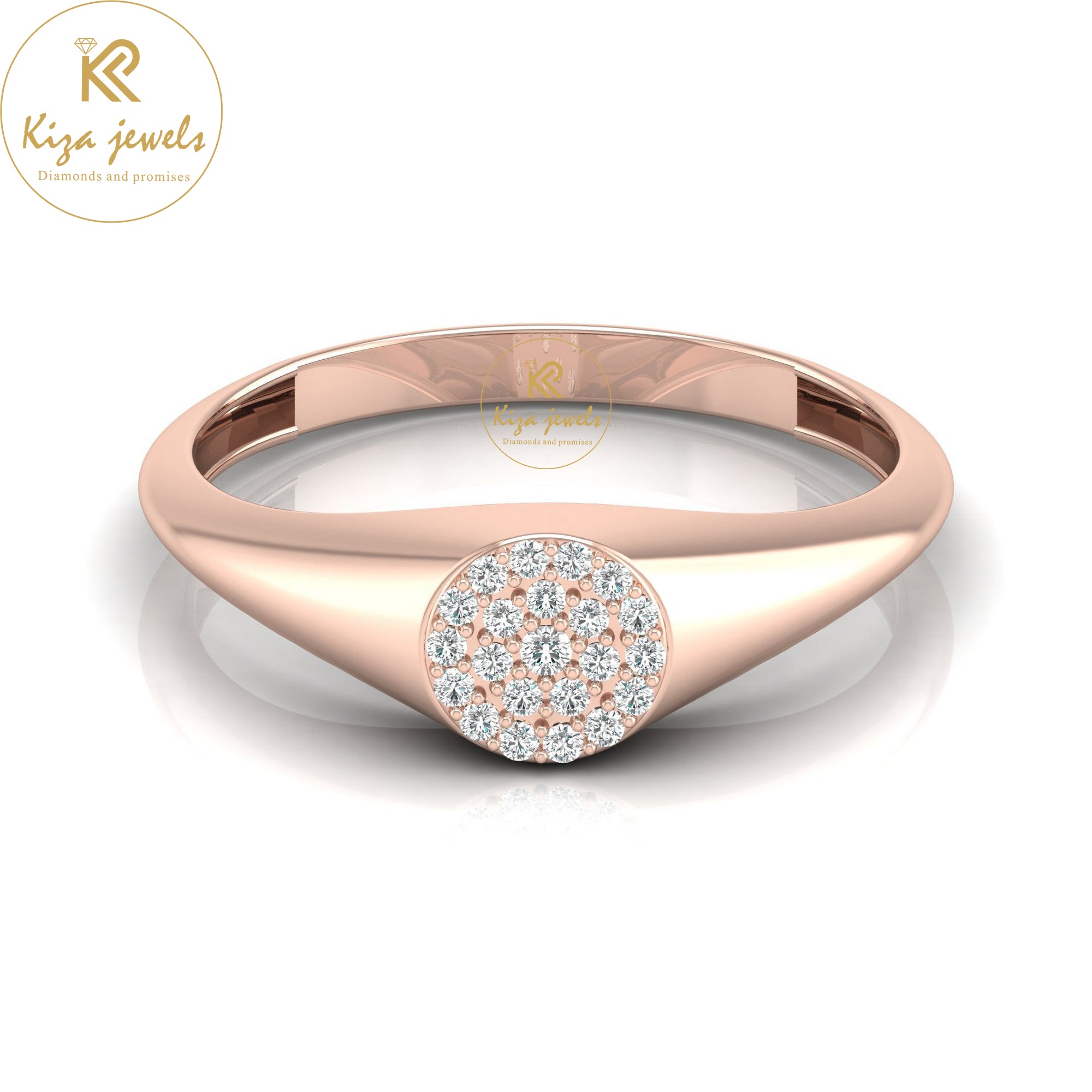 0.088 TDW Round Cut Women's Minimalist Diamond Ring