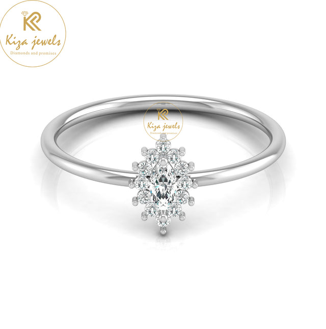 0.16 TDW Marquise & Round Cut Minimalist Diamond Ring