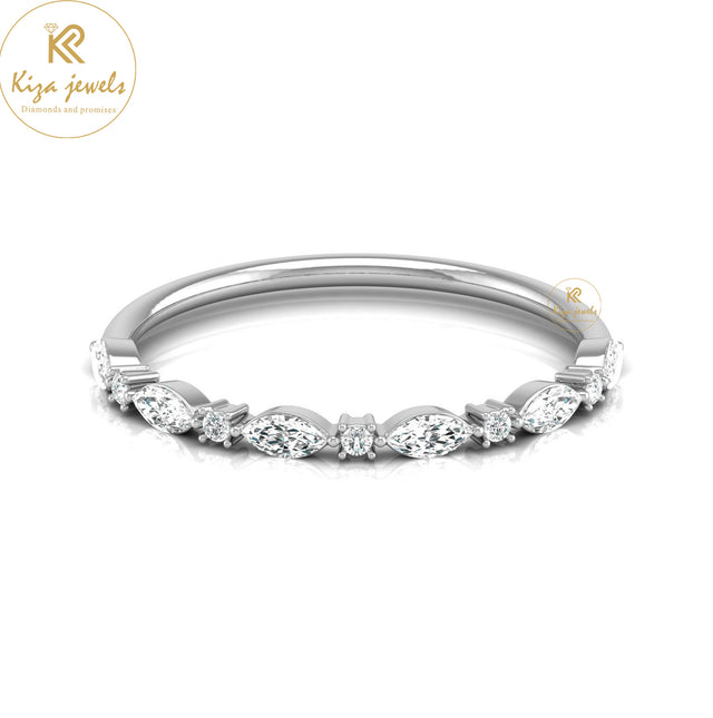 0.24 TDW Marquise & Round Cut Minimalist Diamond Ring