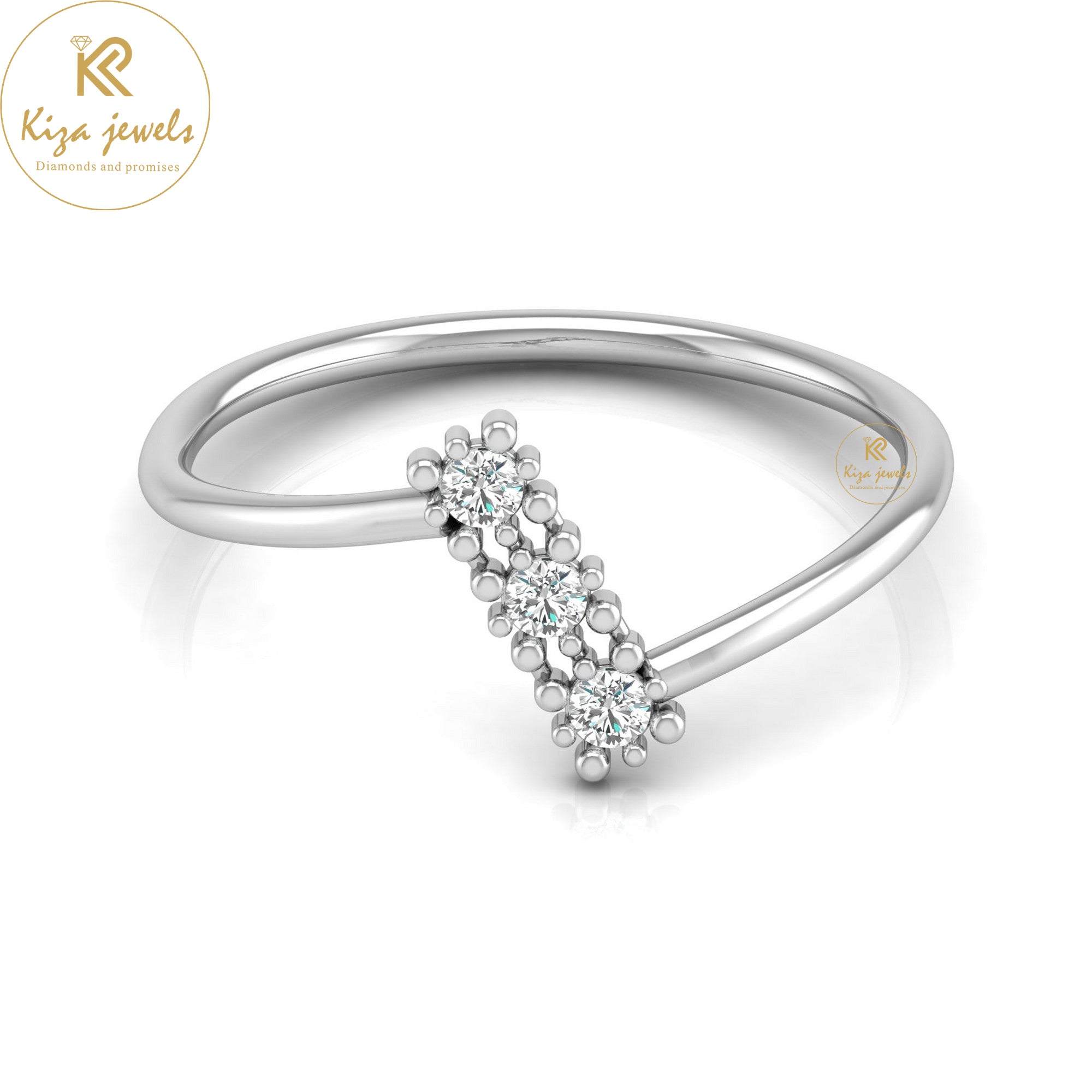 0.09 TDW Round Cut Minimalist Diamond Ring