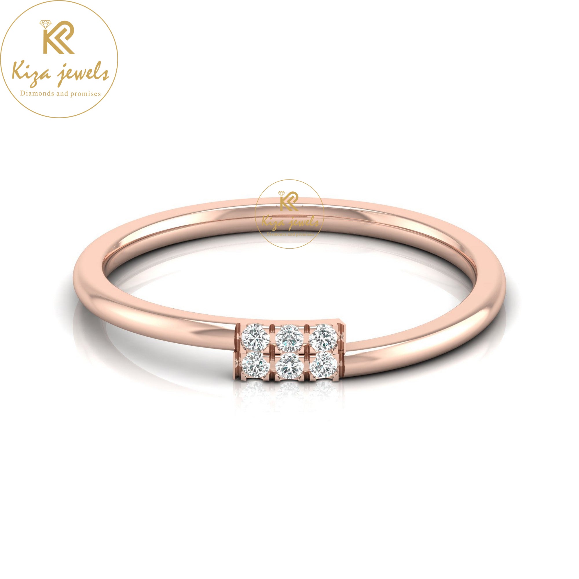 0.06 TDW Round Cut Women's Minimalist Diamond Ring