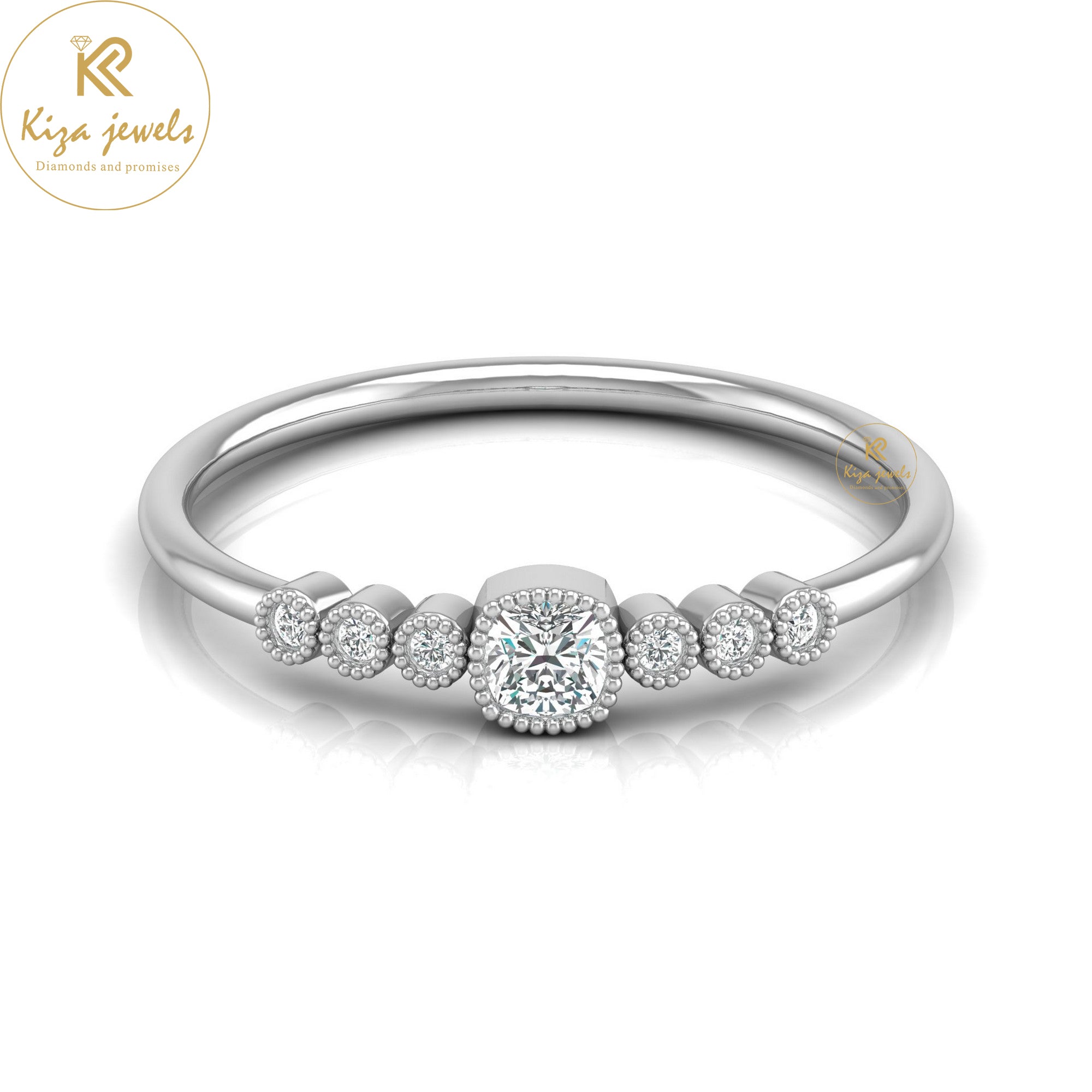 0.17 TDW Cushion & Round Cut Minimalist Diamond Ring