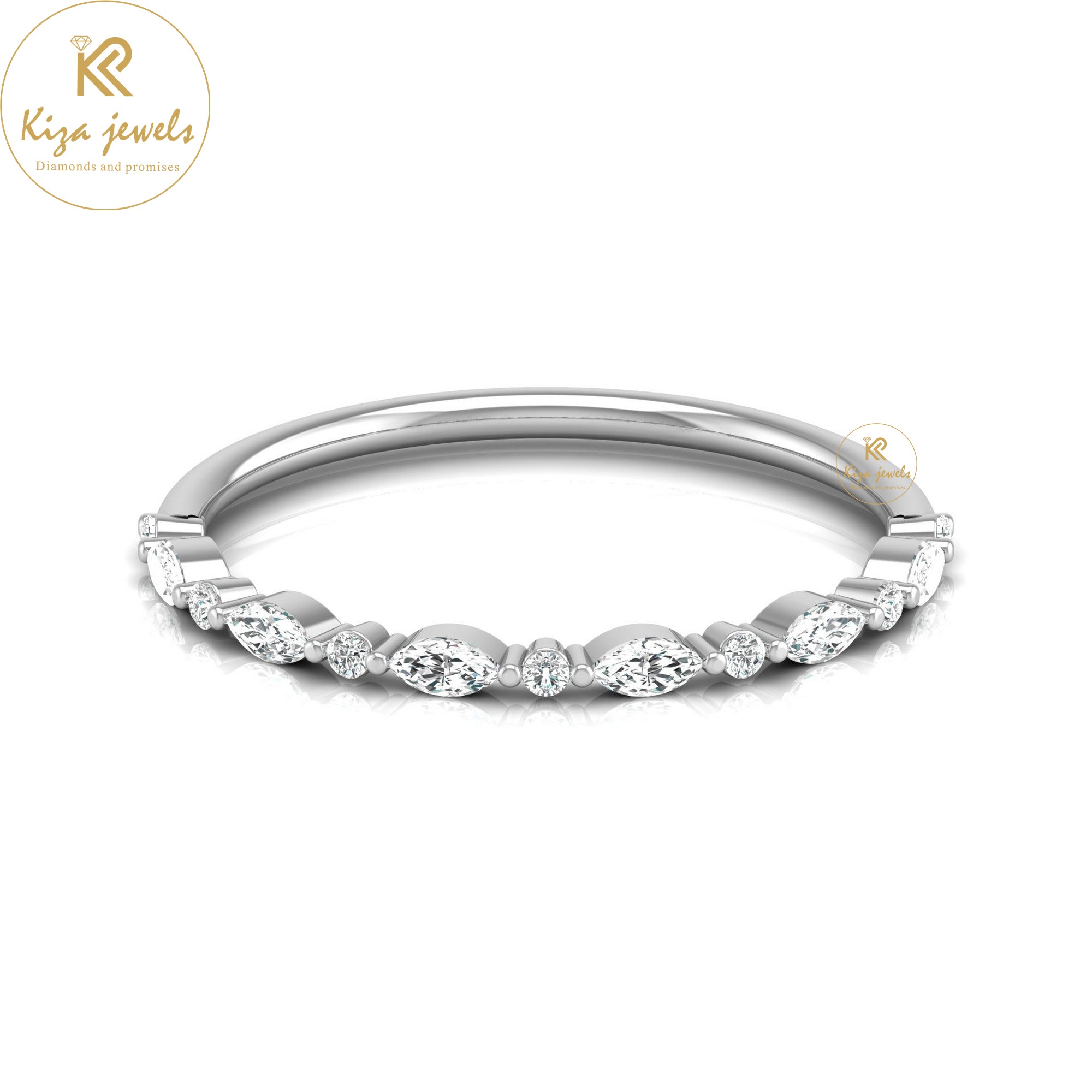 0.18 TDW Round & Marquise Cut Minimalist Diamond Ring