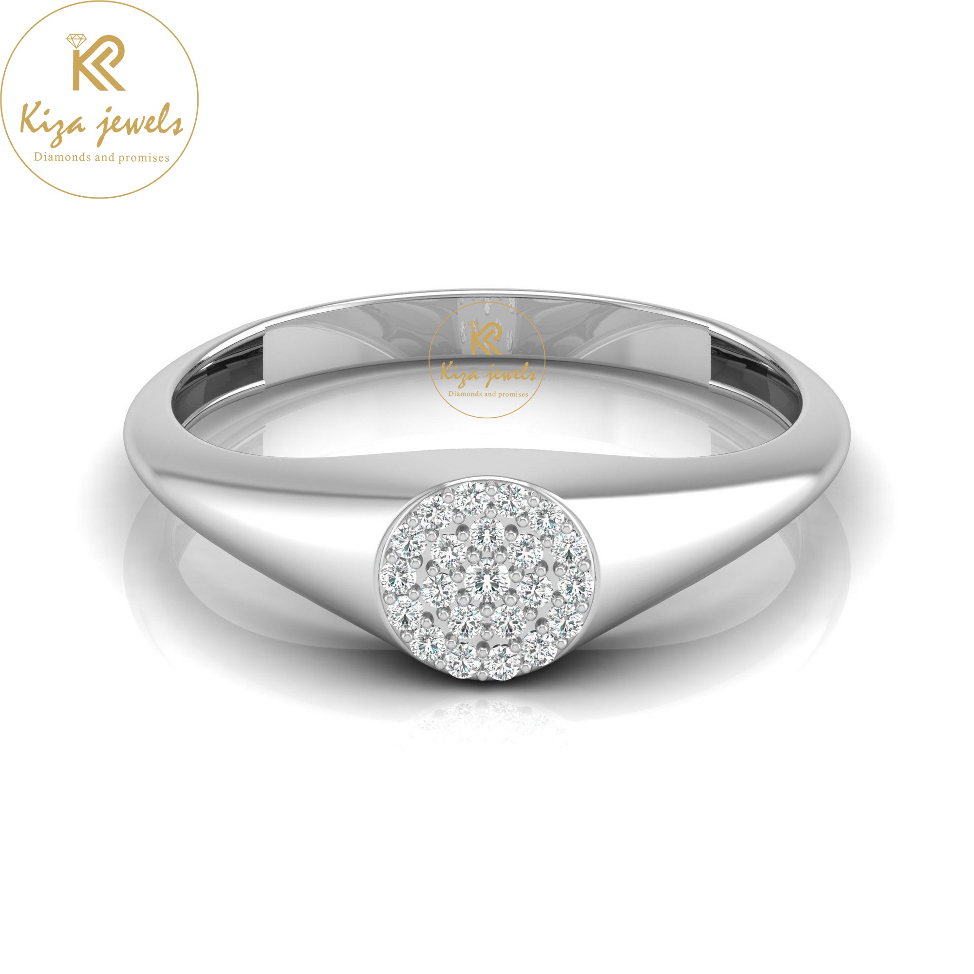 0.088 TDW Round Cut Women's Minimalist Diamond Ring