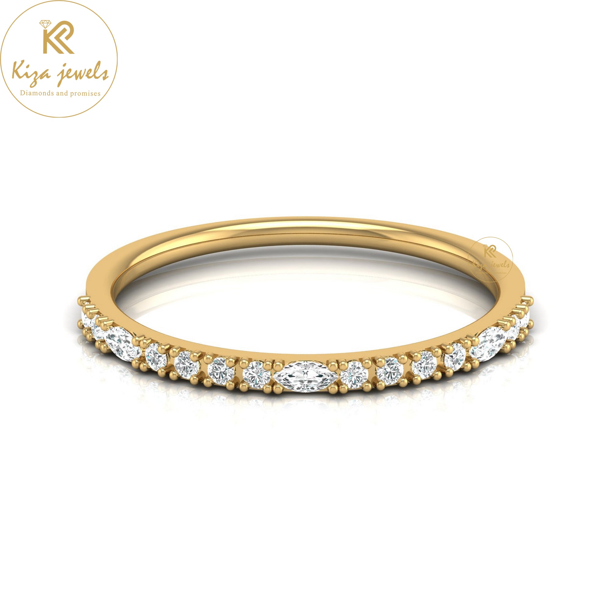 0.17 TDW Round & Marquise Cut Minimalist Diamond Ring