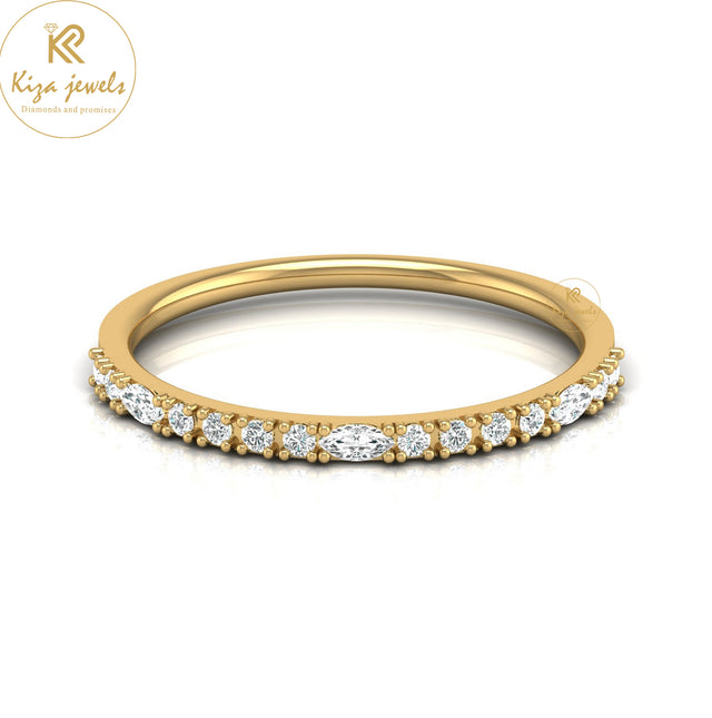 0.17 TDW Round & Marquise Cut Minimalist Diamond Ring
