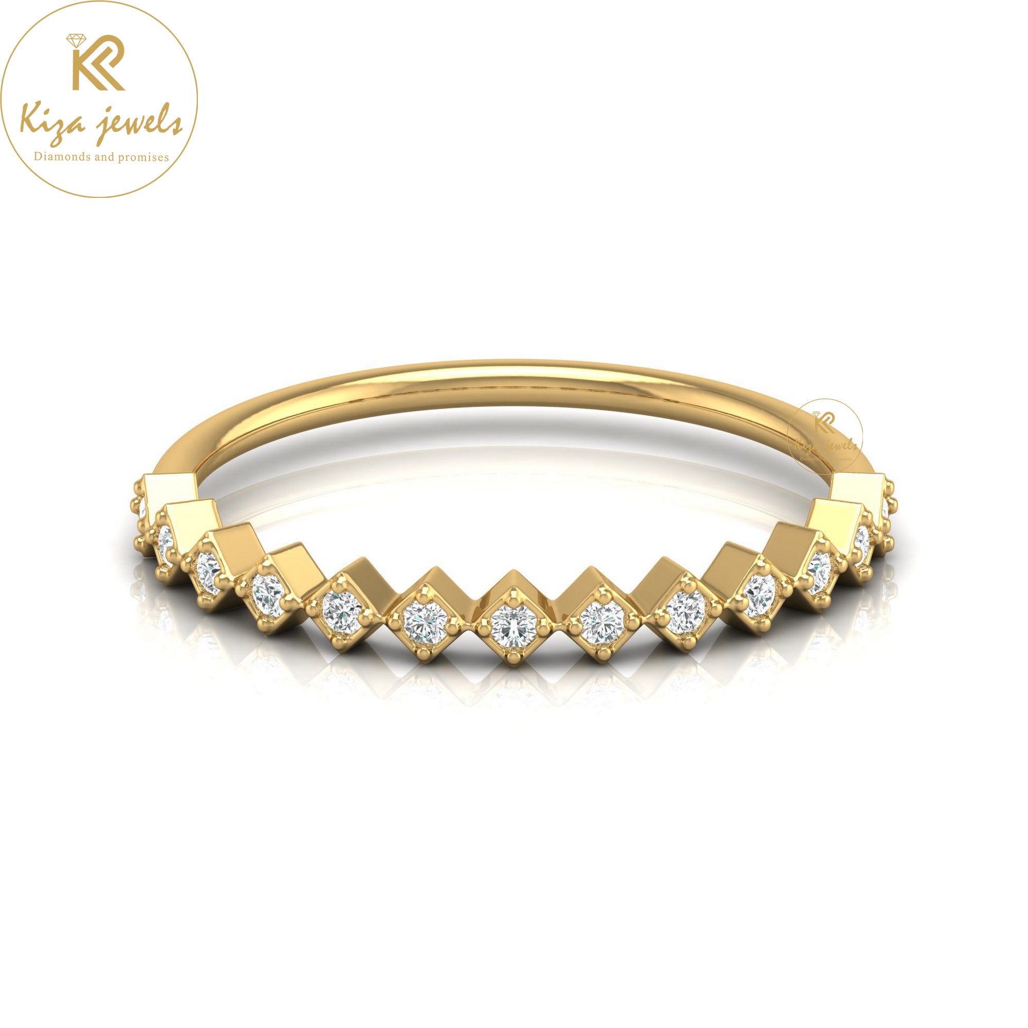 0.11 TDW Round Cut Minimalist Diamond Ring