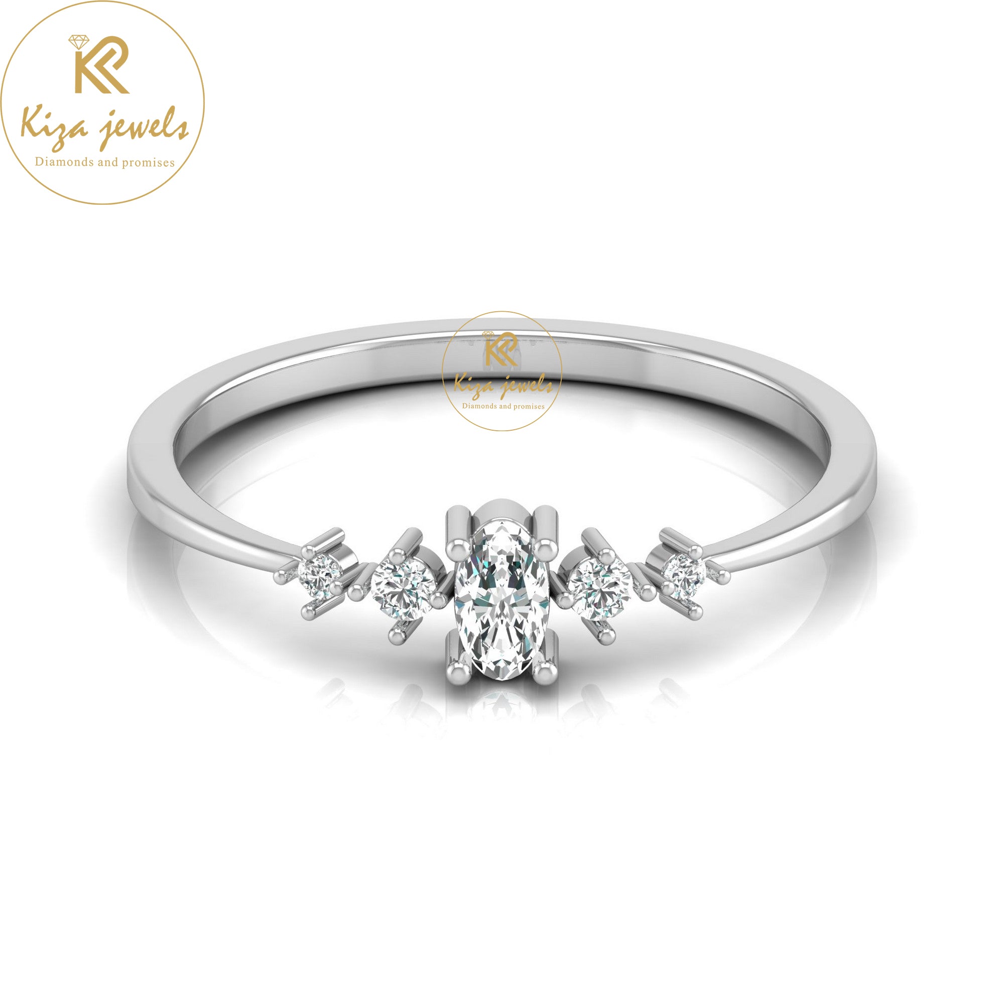 0.17 TDW Round & Oval Cut Minimalist Diamond Ring