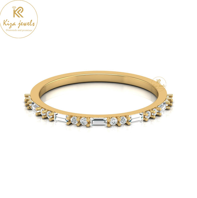 0.21 TDW Round & Baguette Cut Minimalist Diamond Ring