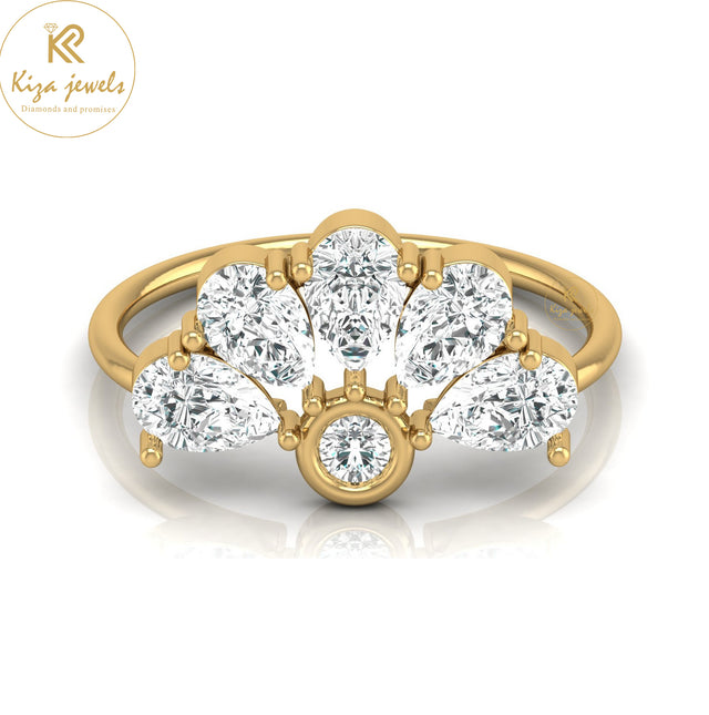 1.62 TDW Pear & Round Cut Minimalist Diamond Ring