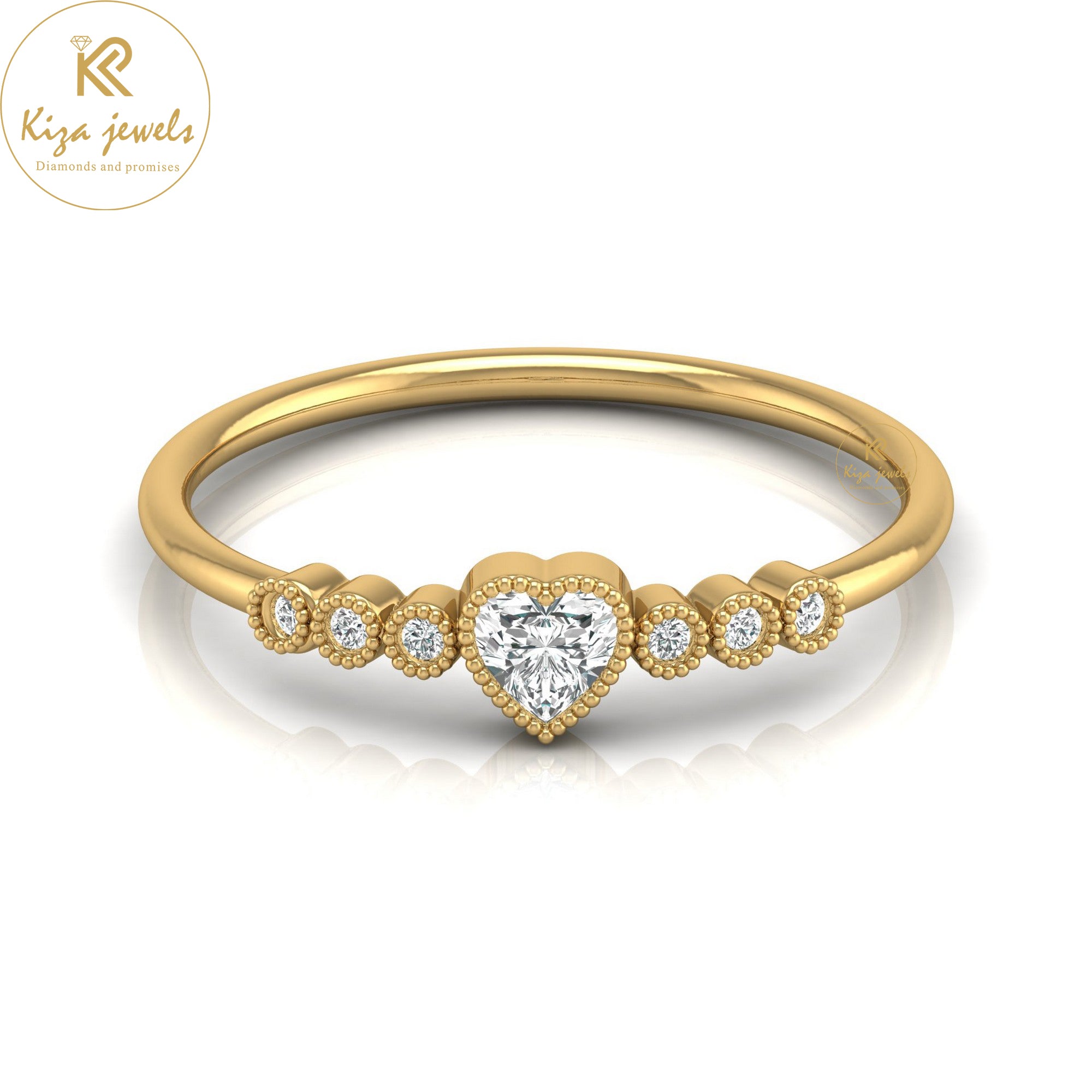 0.19 TDW Heart  & Round Cut Minimalist Diamond Ring